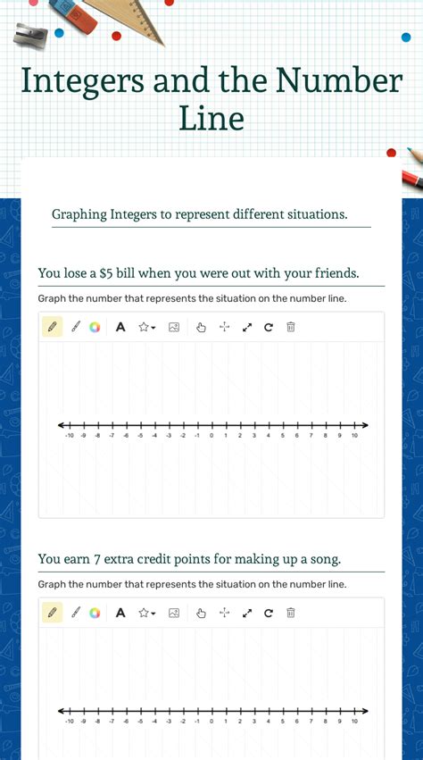 Integers and the Number Line | Interactive Worksheet by Chasity ...