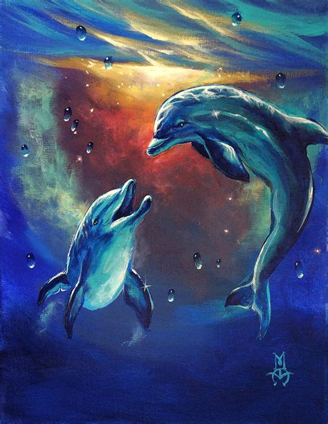 Happy Dolphins Painting by Marco Aguilar - Fine Art America