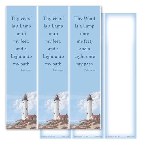 2.83" x 11" Lighthouse Micro-Perf Bookmark (3-up), Psalm 119:105