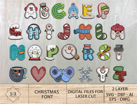 Christmas Font Bundle SVG christmas Alphabet Laser Cut Files - Etsy