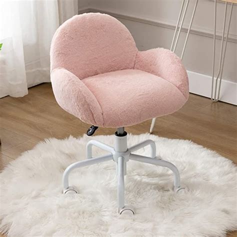 Cimota faux fur kids desk chair furry cute kids chair for girls with ...