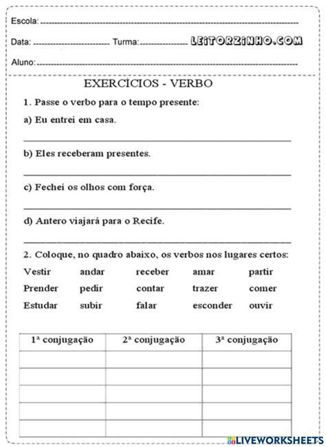 Verbos Language: Portuguese Grade/level: 4°ano School subject: Língua portuguesa Main content ...