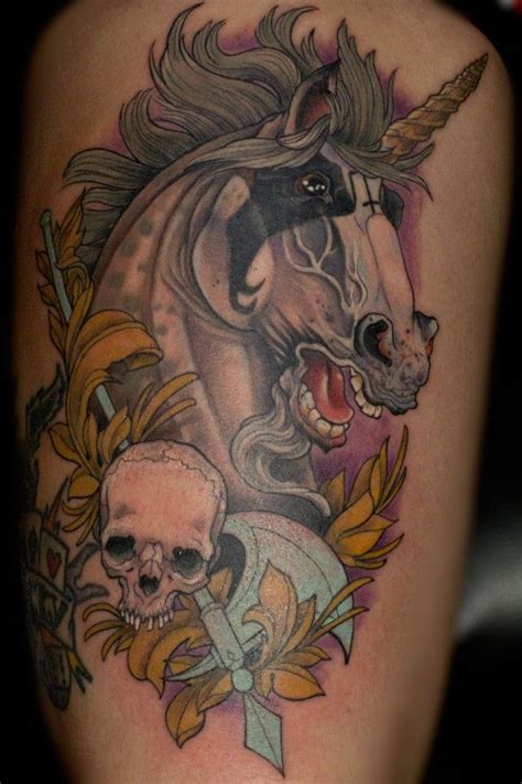 Unicorn tattoo, by Brian Thomas Wilson, in Portland, OR. | Horse ...