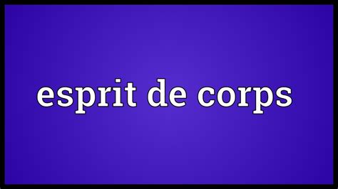 Esprit de corps Meaning - YouTube