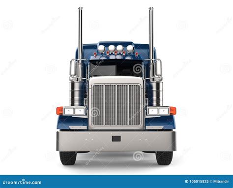 Dark Blue Semi - Trailer Truck - Front View Stock Illustration ...