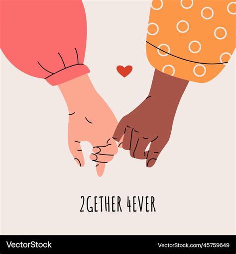 Holding hands cartoon couple together romantic Vector Image