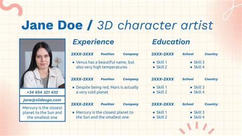 3D Character Artist Portfolio | Google Slides & PowerPoint