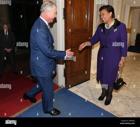 The Prince of Wales is greeted by Commonwealth Secretary General ...