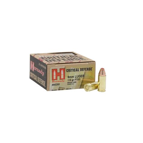 Hornady Critical Defense 9mm Luger 115-Grain Handgun Brass Ammunition ...