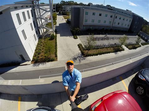 top floor of the parking garage in montgomery hall with selfie stick ...