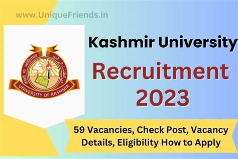 Kashmir University Recruitment 2023: 59 Vacancies, Check Post, Vacancy ...