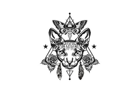 Sphinx Head Tattoo Template. Monochrome Graphic by pch.vector · Creative Fabrica