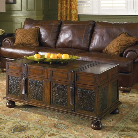 Ashley Furniture Coffee Table Set - T309 13 3 Pc Lewis Collection Medium Brown Finish Wood ...