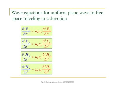 Uniform plane wave equation