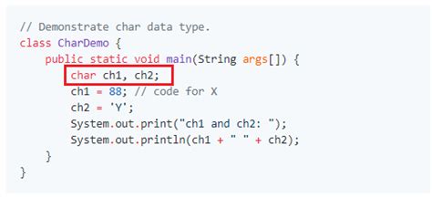 char Java Keyword with Examples