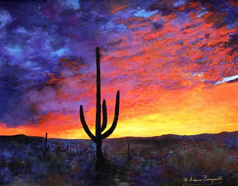 Desert Sunset 3 by M Diane Bonaparte | Desert sunset painting, Desert painting, Sunrise painting