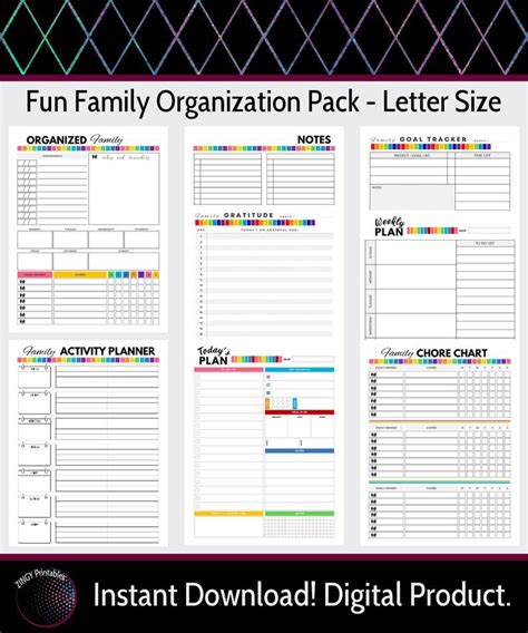 Fun family planner printable pack digital download etsy – Artofit