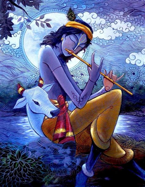 Indian Art - Krishna Painting - Gopala Playing Flute - Posters by Raghuraman | Buy Posters ...