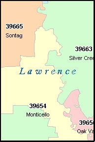 LAWRENCE County, Mississippi Digital ZIP Code Map