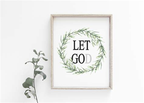 Let Go Let God Art Printable God Art Print Inspirational Scripture Bedroom Art Print Religious ...