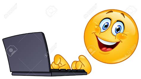 Emoticon Con El Ordenador Ilustraciones Vectoriales, Clip Art ...