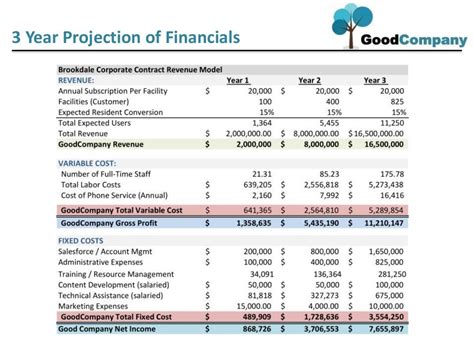 Three Year Financial Projection Template