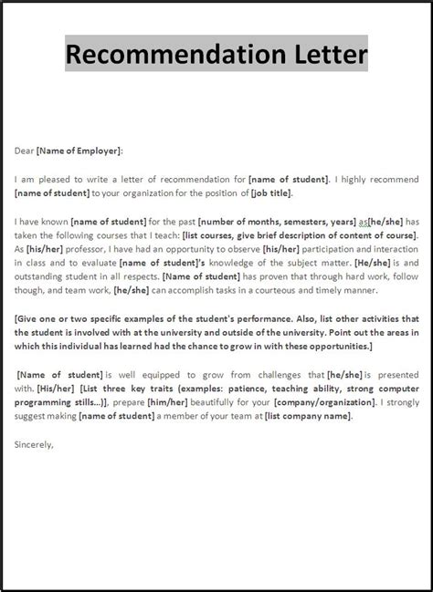 Recommendation Letter Format | Free Word Templates