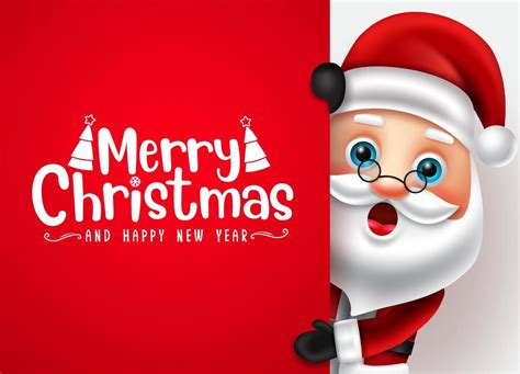 Christmas santa claus vector template. Merry christmas text in red empty space for messages with ...