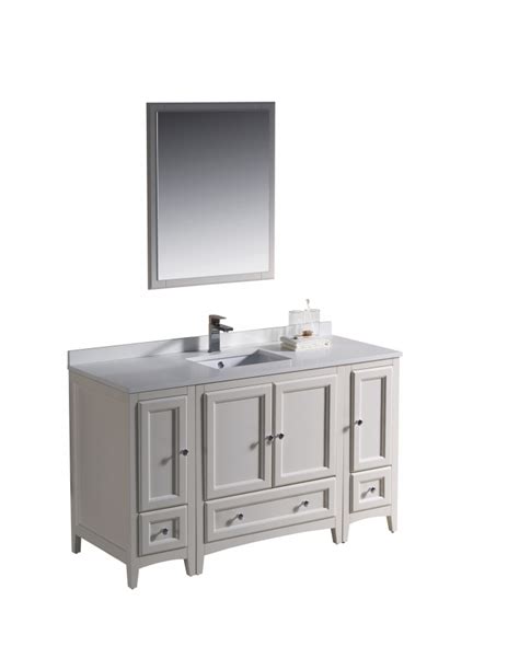 54 Inch Single Sink Bathroom Vanity in Antique White UVFVN20123012AW54