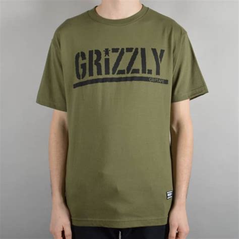 Grizzly Griptape OG Stamp Logo Skate T-Shirt - Military Green - SKATE ...