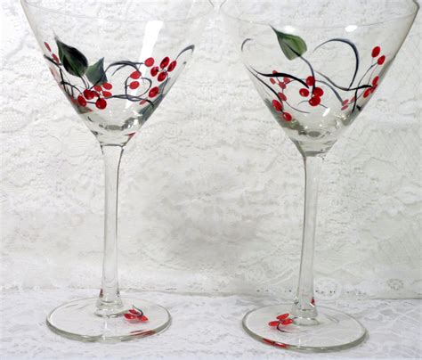 Hand Painted Christmas Holiday Martini Cosmo Cocktail Glasses. | Etsy | Holiday martinis, Cosmo ...