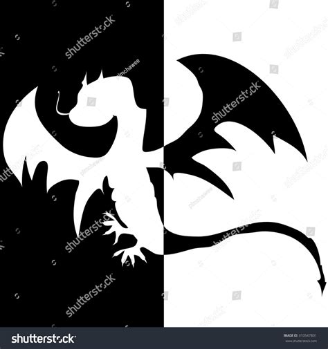 Silhouette Vector Dragon Black White Stock Vector (Royalty Free ...