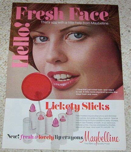 1975 print ad -Maybelline Cosmetics Lickety Slicks lipstick fresh face girl PAGE | eBay ...