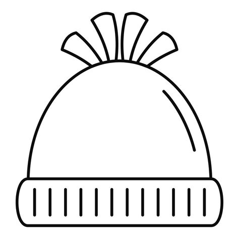 Woolen winter hat icon, outline style 14595477 Vector Art at Vecteezy