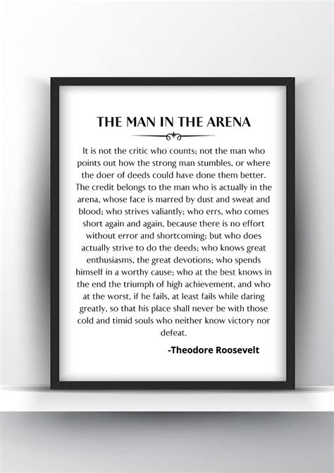 The Man In The Arena Speech by Theodore Roosevelt Poster - Shark Printables