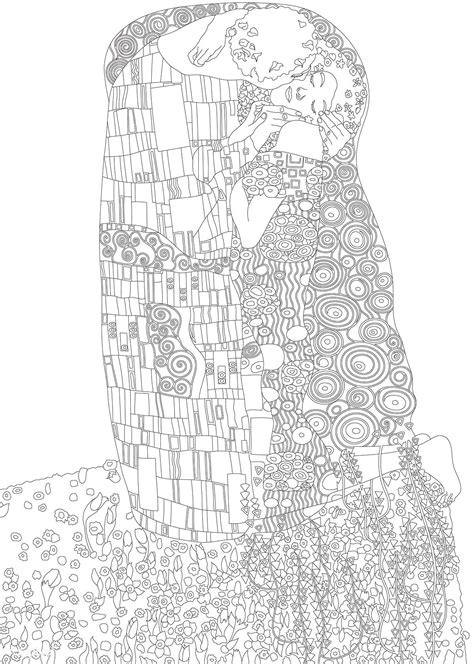 The kiss, painting by Gustav Klimt. Adult coloring page. | free image by rawpixel.com / manotang ...