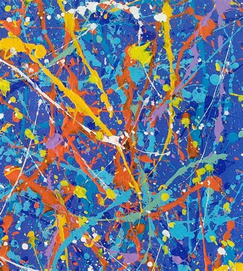 Blue splatter paint artist, abstract art L603 | Cuadros