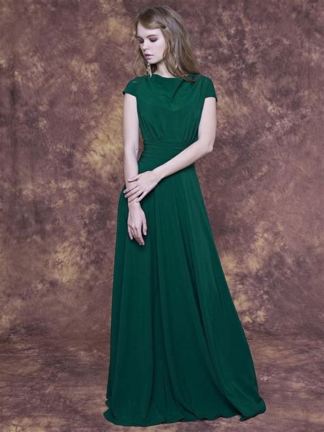 Long Emerald Green Dress With Cap Sleeve/ Emerald Bridesmaid Dress ...