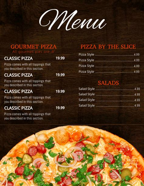 Pizza Menu Templates