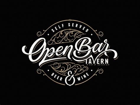 Open Bar Tavern | Hand drawn logo design, Vintage logo design, Logo design