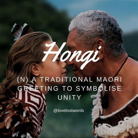 The hongi is a sacred Maori greeting in which two people press their ...