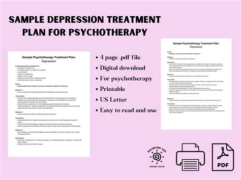 Sample Psychotherapy Treatment Plan for Depression Tool for Therapists ...