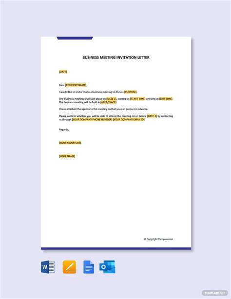 Business Invitation Letter in Google Docs, Word, Pages, PDF - Download ...