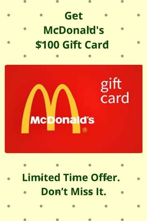 Get McDonald's $100 Gift Card | Mcdonalds gift card, Free mcdonalds, Free gift card generator