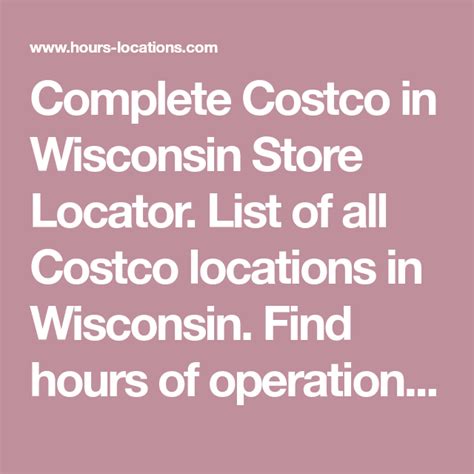 Complete Costco in Wisconsin Store Locator. List of all Costco locations in Wisconsin. Find ...