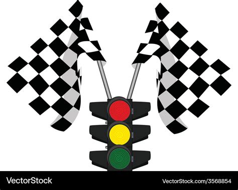 Traffic lights and finish start flag Royalty Free Vector