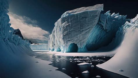 Amazing Landscape of Glaciers and Icebergs. Stock Illustration ...