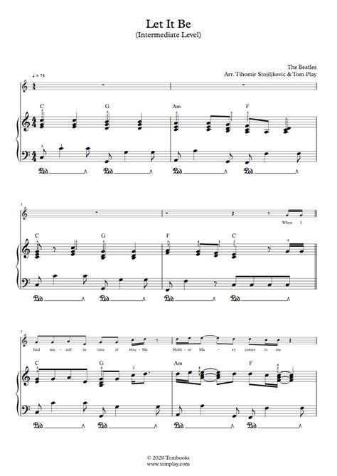 Let it Be (Intermediate Level, Solo Piano) (The Beatles) - Piano Sheet ...