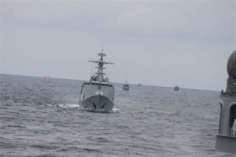 Nigerian navy ships sail during joint exercises with the Indian navy ...