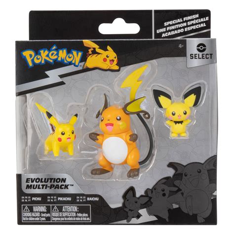 Pokemon Evolution Multipack Speelfiguren - Pichu, Pikachu & Raichu | Thimble Toys